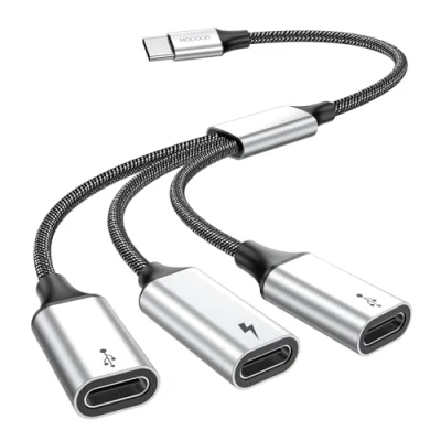 Abbildung von MOGOOD USB C auf Buchse Adapter Y Kabel Splitter, Stecker 3 Konverter, Ports Ladegerät Hub Netzteil Splitter für Laptop (Nicht Monitor)