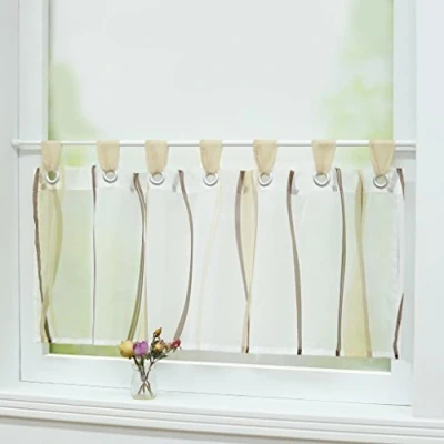 Abbildung von Joyswahl Scheibengardine Voile Bistrogardinen mit Schlaufen Leonie Kurzstore HxB 30x90cm Sand 1er Pack