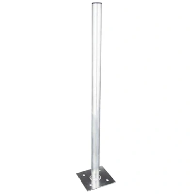 Abbildung von SkyRevolt 1m Mast 50mm Standfuss Antennenmast Flach Dach Rohr Ständer Mastfuss Balkon Halter für Satellitenschüssel SAT Antenne Aluminium