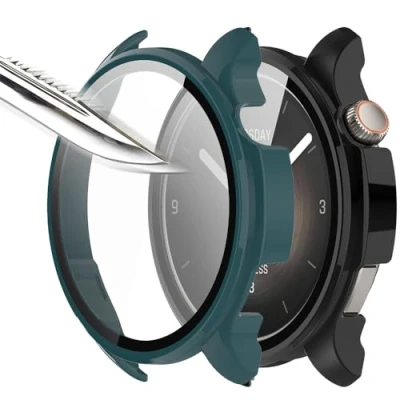 Abbildung von Msiall Mit Gehärtetes Glas Displayschutz Schutzhülle Kompatibel für Amazfit Balance,Hard PC Rundum Ultradünne Blasenfreie Gegen Kratzer Grün Schwarz