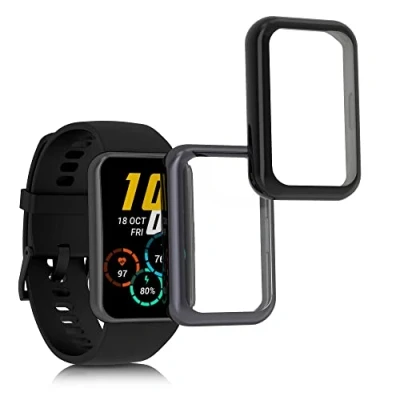 Abbildung von kwmobile 2X Schutzhülle kompatibel mit Huawei Watch Fit 2 Hülle Fullbody Cover Set aus Silikon Schwarz Anthrazit