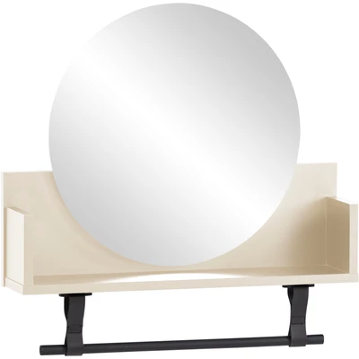 Abbildung von Schildmeyer Wandregal &quot;Lovund, Breite 59 cm&quot;, Mit Kleiderstange aus Kunststoff und runder Spiegelfläche