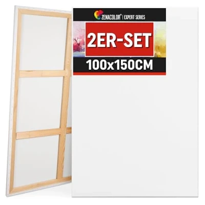 Abbildung von Zenacolor Leinwand Zum Bemalen 100x150 Set aus 2 Canvas Geeignet für alle Arten von Farben auf Leinwänden