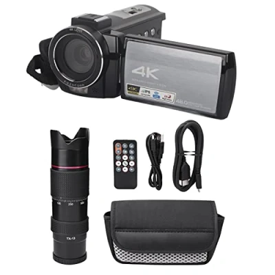 Abbildung von Tangxi HDR AE8 DV Kamera, 4K HD WiFi Digitale Videokamera 3,0 Zoll IPS Touchscreen 16X Intelligenter Zoom Camcorder mit Teleobjektiv Unterstützung IR Nachtsichtaufnahmen(Kamera Teleobjektiv)