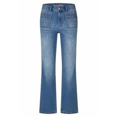 Abbildung von Buena Vista Jeans Stella Zip Straight Stretch Denim in Blau, Größe M