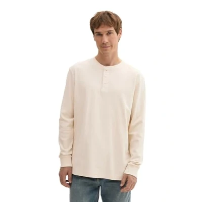 Abbildung von TOM TAILOR Herren Longsleeve Henley mit Struktur,27469 smooth light Sand, L