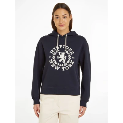 Abbildung von Tommy Hilfiger Kapuzensweatshirt REG CREST HOODIE mit gesticktem Logoschriftzug