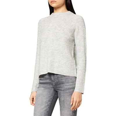 Abbildung von Pieces Pcellen Oneck Strickpullover, Damen, Größe: 38, Light grey melange