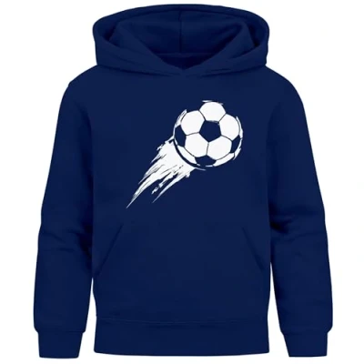 Abbildung von Moonworks Fussball Sport Geschenke Aufdruck Print Kapuzenpullover für Kinder, Größe: 164, Navy