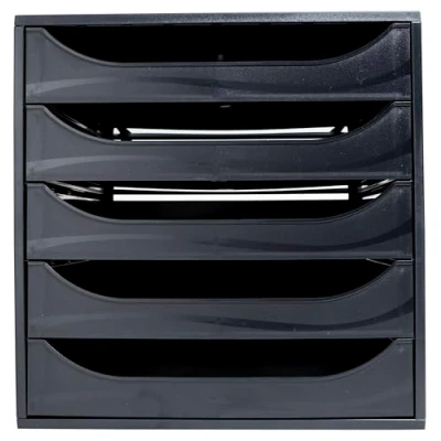 Abbildung von Exacompta Schubladenbox Ecobox 229014D A4+ 5 Schübe offen schwarz/schw