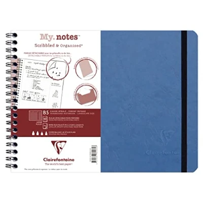 Abbildung von Clairefontaine 782464C Age Bag My.Notes Spiralbuch mit abtrennbaren Rändern, 25x19cm, 60 Blatt 90g liniert Blau, 1 Stück