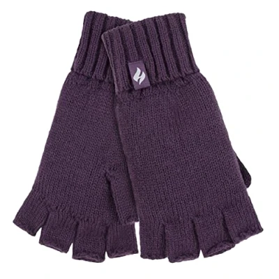 Abbildung von HEAT HOLDERS Handschuhe Fingerlos Damen Warm für Winter Bunt Thermo Ohne Finger mit Fleece Gefüttert (Einheitsgröße, Lila solider)