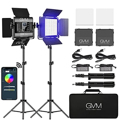 Abbildung von GVM led Videoleuchte mit stativ, APP Steuerung 800D RGB Videolicht LED, 3200K 5600K videokonferenz licht für Studio YouTube Fotografie dauerlicht Fotografie, fotolicht, Video Beleuchtung