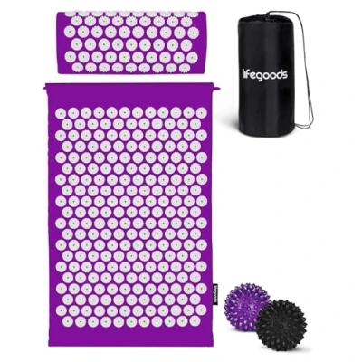 Abbildung von LifeGoods Akupressurmatte Mit Kissen Akkupressmatte Akkupressurmatte+ Akupressur Matte Akupunktur Massagematte Rücken Stachelmatte Fakirmatte Nagelmatte Acupressure Mat