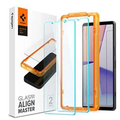 Abbildung von Spigen AlignMaster Schutzfolie kompatibel mit Sony Xperia 1 V, 2 Stück, Kratzfest, 9H Härte Folie