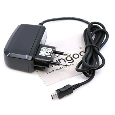 Abbildung von Ladegerät passend für Garmin Astro 320, Atemos 100 100/K5, 50/K5, Camper 770 LMT D Navigationsgerät Mini USB Ladekabel Kabel Netzladegerät OTB mit mungoo Displayputztuch