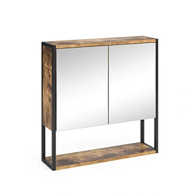 Abbildung von Vicco Badezimmerspiegelschrank Fyrk, Eiche rustikal/Schwarz, 60 x cm