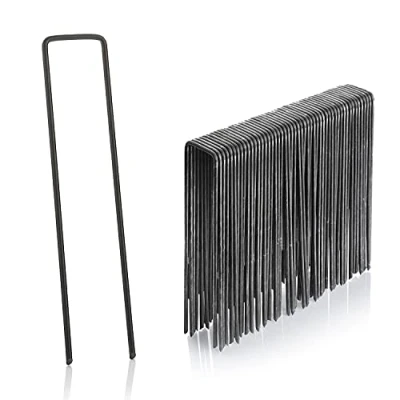 Abbildung von GardenMate 50 x 150 mm U förmige Mehrzweck Garten Heringe aus Stahl ideal für die Sicherung von Unkrautgewebe, Landschaftsgewebe, Netzen, Bodenplanen und Vlies 2,9 Stahldraht