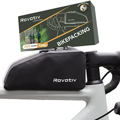 Abbildung von Rovativ® Bikepacking Oberrohrtasche schraubbar [1 Liter] 100% Wasserdicht Bolt on Rahmentasche für Gravelbike, Rennrad und MTB