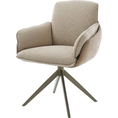 Abbildung von Drehstuhl Luan Flex mit Armlehnen Materialmix Schlamm Kreuzgestell breit Effektfinish Titan 360 drehbar Wippfunktion