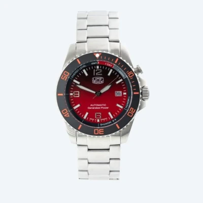 Abbildung von UMF RUHLA Kinetic Sport (Evolution) Armbanduhr 1072M 1 Edelstahlgehäuse mit silbernem Ziffernblatt Massive Edelstahl Gliederband Butterfly Schließe Made in Germany