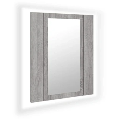 Abbildung von vidaXL LED Spiegelschrank, Badezimmerspiegel mit Beleuchtung Lichtfarbe Einstellbar, Badschrank viel Stauraum, Grau Sonoma Holzwerkstoff
