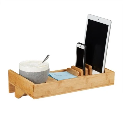 Abbildung von relaxdays Nachttisch Bettablage Bambus mit Organizer