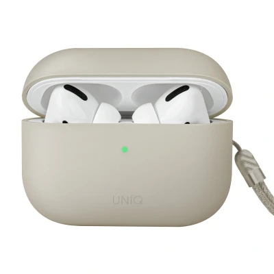 Abbildung von Uniq Apple AirPods Pro 2 Hülle Lino Hybrid Liquid Silicone Case Beige Ivory