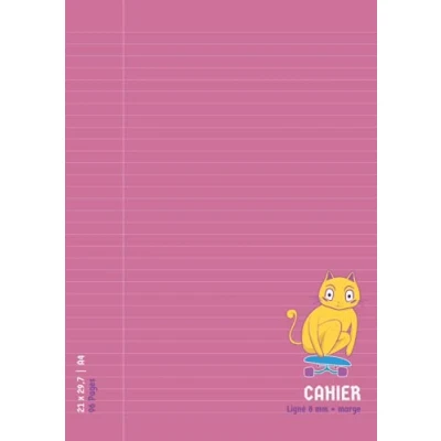 Abbildung von Cahier Ligné A4 Marge: Grand 96 pages Sans Spirale Interligne de 8 mm pour Rentrée Scolaire 21 29.7 Rose