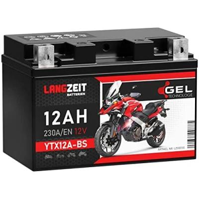 Abbildung von LANGZEIT YTX12A BS Gel Motorradbatterie 12V 12Ah 230A/EN 51013 YTZ12S GT12A CTX12A Batterie doppelte Lebensdauer vorgeladen auslaufsicher wartungsfrei ersetzt 10Ah