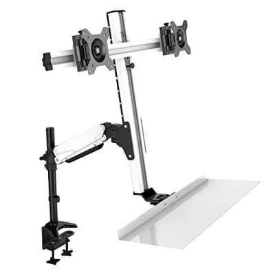 Abbildung von HFTEK Workstation zweifache Halterung Halter Tischhalterung für Monitore von 15 27 Zoll mit VESA 75/100 FY12WS