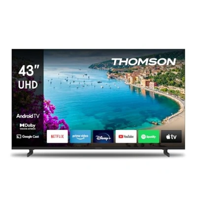 Abbildung von Thomson 43 Zoll (109 cm) UHD Fernseher Smart Android TV (WLAN, HDR, Triple Tuner DVB C/S2/T2, Sprachsteuerung, Netflix, YouTube, Prime Video, Disney+) 43UA5S13 2023