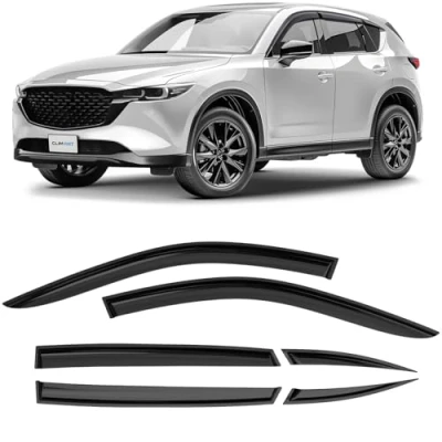 Abbildung von CLIM ART Windabweiser für/kompatible mit Mazda CX 5 2017 2024 SUV Autofenster Regenschutz, Regenabweiser, Anklebbare Deflektoren, 6 Stück