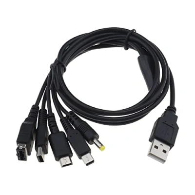 Abbildung von 5 in 1 USB Ladekabel, kompatibel mit Gameboy Advance SP (GBA SP)/DS Lite/NDS/Wii U/New 3DS XL/New 3DS/3DS XL/3DS/2DS/Dsi XL/PSP 1000, 2000, 3000, 1,2 Meter