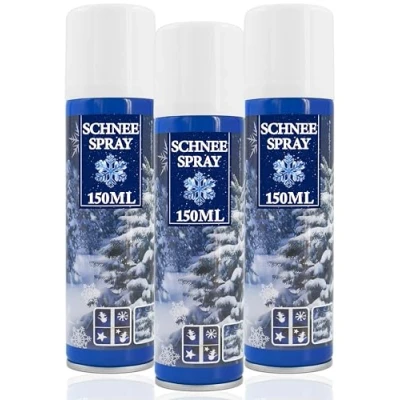 Abbildung von Stephans Möbelbörse 3X Kunstschnee Spraydose mit Dekoschnee Schneespray zum Dekorieren zu Weihnachten Sprühschnee Snowspray Fensterspray Schnee Spray Deko (03 Stück 150ml/Schnee)