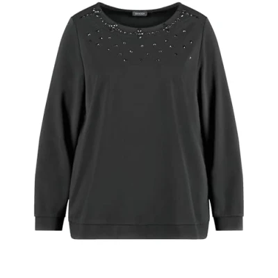 Abbildung von Samoon MIT Ziersteinen Sweatshirt, Damen, Größe: 44, Black