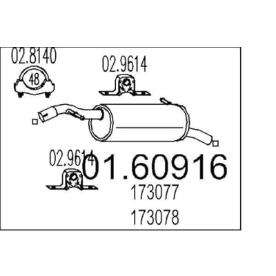 Abbildung von MTS 01.60916 Endschalldämpfer 990 PEUGEOT: 207 Schrägheck, SW