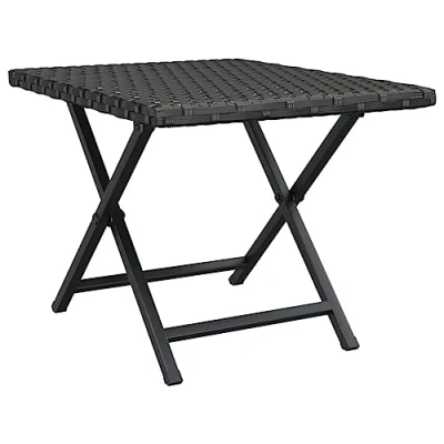 Abbildung von vidaXL Klapptisch, Tisch für Garten Balkon Terrasse, Gartentisch mit Klappdesign, Gartenmöbel Esstisch Terrassentisch, Schwarz Poly Rattan