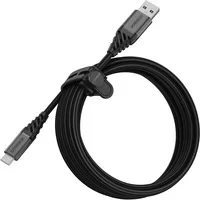 Abbildung von OtterBox verstärktes, umflochtendes Premium USB A auf C Kabel, Ladekabel für Smartphone und Tablet, Ultra Robust getestet Biegsamkeit Flexibilität, 3M, Schwarz