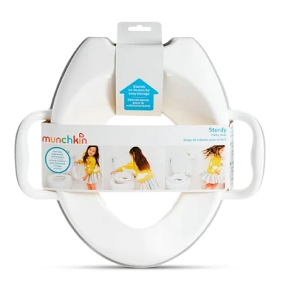 Abbildung von Munchkin Sturdy Toilettensitz für Kinder Töpfchentrainingssitz mit Griffen &amp; Beinen Ideal Kleinkinder Weiß