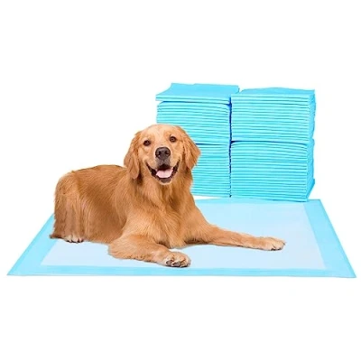 Abbildung von FluffyDream Trainingsunterlage für Hunde und Welpen, 20 Stück 60X90cm Puppy Pads, Welpenunterlagen, Auslaufsicheres 5 Lagiges Design mit Schnell Trocknender Oberfläche, Große Größe, Blau