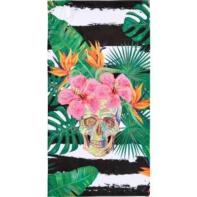 Abbildung von done. Strandtuch &quot;Summer Skull&quot;, (1 St.), gestreift &amp; Motiv, mit Reisverschluss Tasche für Wertgegenstände