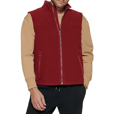 Abbildung von Tommy Hilfiger Herren Polar Fleece Weste, Rot/Ausflug, einfarbig (Getaway Solids), L