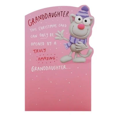 Abbildung von UK Greetings Weihnachtskarte für Enkelin Cartoon Katzen Design