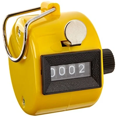 Abbildung von neoLab Polypropylen Hand Stückzähler Economy, Gelb, Stückzählung bis 0 9999, 45mm Durchmesser