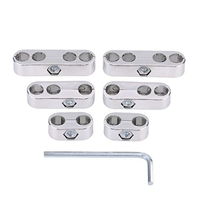 Abbildung von Keenso Auto Zündkabel Separatoren, 7mm / 8mm Separatoren Halter Zündkerzenkabel Teiler mit 4 Loch, 3 Loch und 2 Hardware (silber)