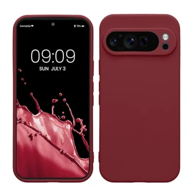Abbildung von kwmobile Handyhülle kompatibel mit Google Pixel 9 Pro Hülle Handy Case aus weichem Silikon in Bordeaux Violett
