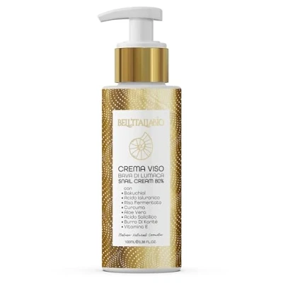 Abbildung von Gesichtscreme Schneckenschleim 85% feuchtigkeitsspendend und Anti Falten 100 ml, pflegende Hautpflege Creme mit Hyaluronsäure Vitamin C/E für Damen Herren, Made in Italy BELL&#039;ITALIABIO