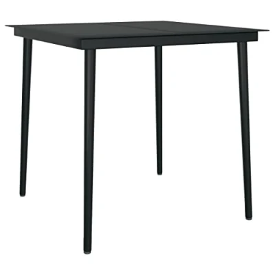 Abbildung von vidaXL Gartentisch Garten Esstisch Schwarz 80x80x74 cm Stahl und Glas (1 St)
