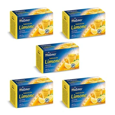 Abbildung von Meßmer Italienische Limone 5x Vorteilspaket 100 Teebeutel Früchtetee mit Zitronen Aroma Glutenfrei Laktosefrei Vegan